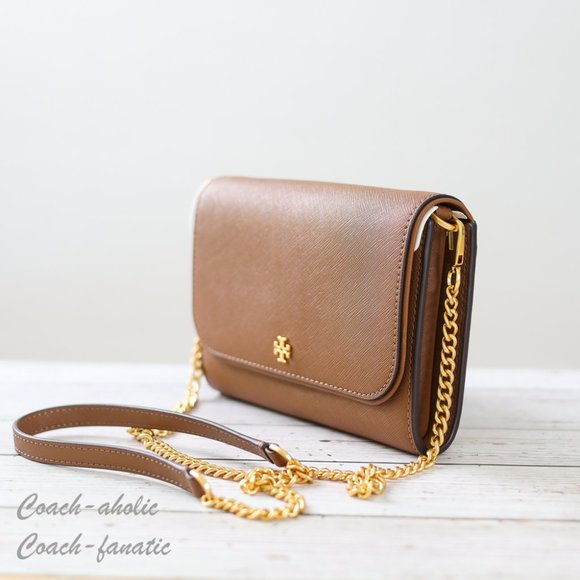NWT Tory Burch Emerson Chain Wallet Leather Crossbody in Moose - Picture 6 of 14